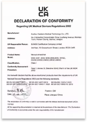 UKCA Declaration of Conformity — Manual Wheelchair